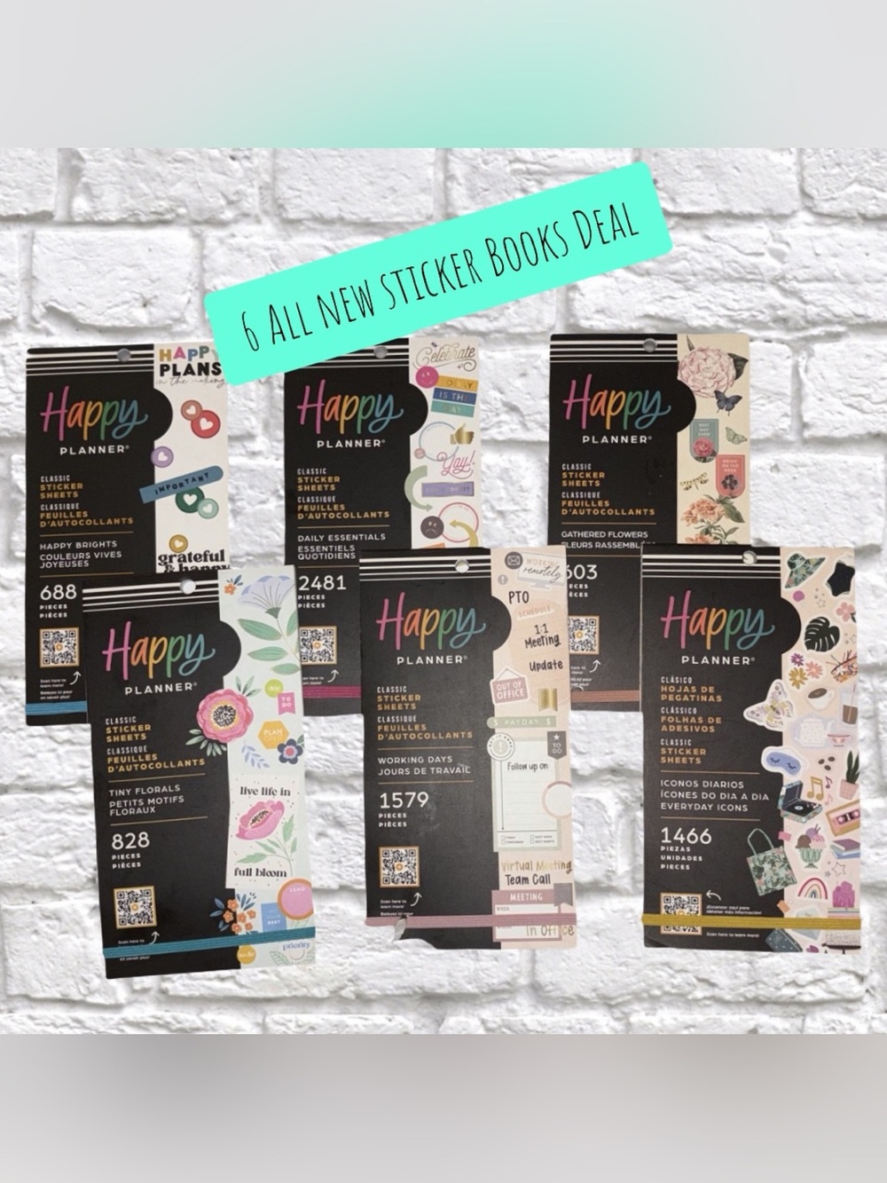 The Happy Planner Assorted Sticker Book SIX PIECE Set - Variety
